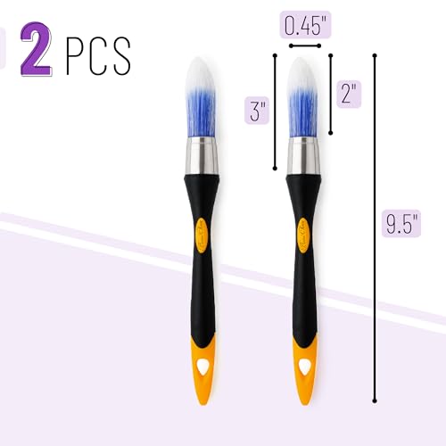 Bates- Trim Paint Brush Set, 0.45 Inch, 2 Pack, Ergonomic Non-Slip Handle, Synthetic Bristles, Trim Brushes for Painting - color: Yellow-black, size: 0.45 Inch, 2 Pack