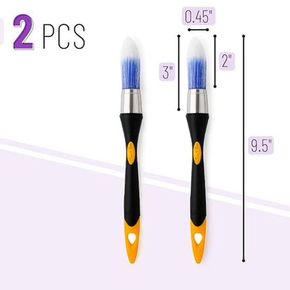 Bates- Trim Paint Brush Set, 0.45 Inch, 2 Pack, Ergonomic Non-Slip Handle, Synthetic Bristles, Trim Brushes for Painting - color: Yellow-black, size: 0.45 Inch, 2 Pack