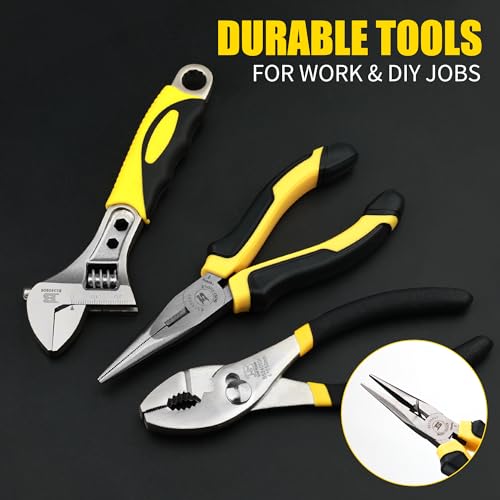 142 PCS Tool Set, Home Repairing Tool Kit with 13-Inch Wide Mouth Open Storage Tool Bag, Portable Home Tool Kit Including Hammer, Screwdriver, and Household Tools