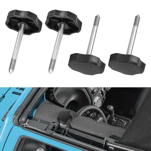 4 pcs Long Soft Top Door Surround Knob with Pin Compatible with for Jeep Wrangler TJ/JK 1997-2018 Soft Top Window Frame Knob Screws Bolts - size: Long 4 PCS