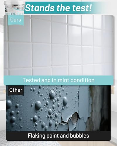 Tile Paint, 70 oz Tub and Tile Refinishing Kit with Hardener, Tub Paint for Bathtub Sink Bathroom Kitchen Countertop, Water Based & Low Odor, Semi-Gloss white, 100-110sq.ft - size: 70 Fl Oz (Pack of 1)