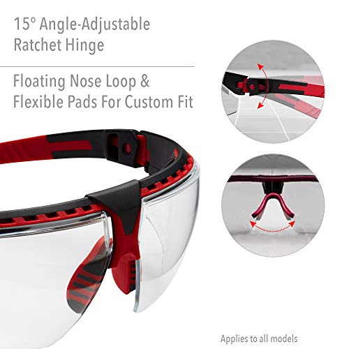 Honeywell Uvex by by Avatar Safety Glasses Red Frame with Clear Lens & Anti-Scratch Hardcoat (S2860) - color: Red Frame