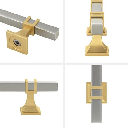 Haliwu 6 Pack 5 Inch Brushed Nickel and Gold Cabinet Pulls Silver Drawer Handles Square 2 Tone Hardware for Kitchen Cupboard - color: Brushed Nickel and Matte Gold, size: 128mm(5 inch)