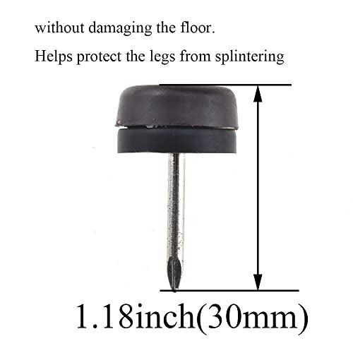 20pcs Nail on Furniture Glides 0.71 Inch (18mm) Diameter Double Thick Nylon Brown Chair Leg Floor Protectors Furniture Sliders Pads Table Foot Gliders for Hardwood Carpet and Tile Floors - size: 0.71 Inch (18mm)-Brown-20P