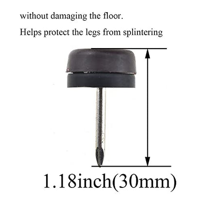 20pcs Nail on Furniture Glides 0.71 Inch (18mm) Diameter Double Thick Nylon Brown Chair Leg Floor Protectors Furniture Sliders Pads Table Foot Gliders for Hardwood Carpet and Tile Floors - size: 0.71 Inch (18mm)-Brown-20P