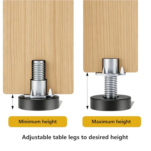 12 Pack 1/4"-20 UNC Furniture Leveling Feet, Adjustable Heavy Duty Leg Levelers for Tables, Chairs, Cabinets & Shelving Units - Screw-in Glides Replacement for Uneven Floors - size: 12x1/4"-with Nuts