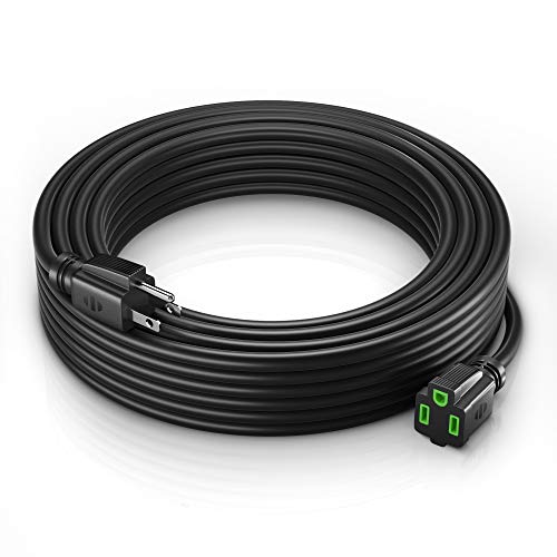 Maximm 50 Ft Black with Green Indicators Extension Cord, Heavy Duty 3-Prong Outdoor Power Cable, ETL Listed for Contractors - color: Black with Green Indicators, size: 50 Feet