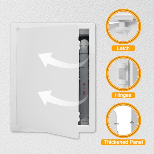 Suteck Plumbing Access Panel for Drywall Ceiling 12 x 16 Inch Reinforced Plastic Wall Access Doors Removable Hinged White - size: 12x16 inch