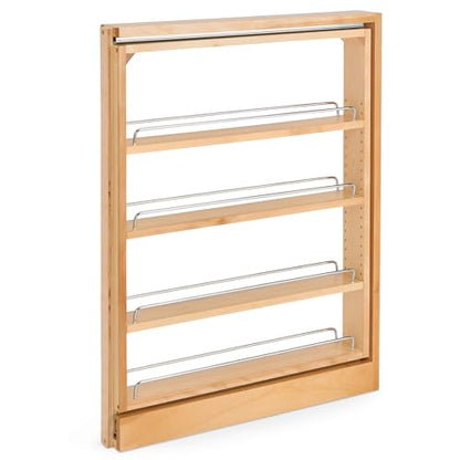 Rev-A-Shelf Pullout Shelf Organizer for Base Kitchen or Bathroom Cabinets, Wood Filler Pantry Storage or Spice Rack, Maple, 3" x 23" x 30", 432-BF-3C - size: 3" W