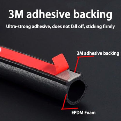 Osilly Car Door Rubber Seal Strip, D-Shape Auto Weather Striping, 3M Self Adhesive Soundproof Sealing for Car Truck Motor Door Cover Trunk, Fill The Gaps, Universal Automotive Accessories (33 Ft) - size: 33 Ft