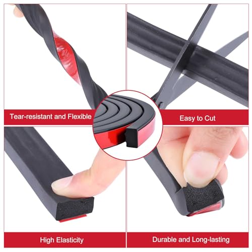 Treela 13 ft Ribbed Foam Rubber Seal with Tape, 0.625x0.375 Inches, Self Adhesive Epdm Foam Rubber Weather Strip, Suitable for Ships, Cars, Rvs, Ships, Garage Doors/Windows, Black - size: 13ft, style: 0.625x0.375in