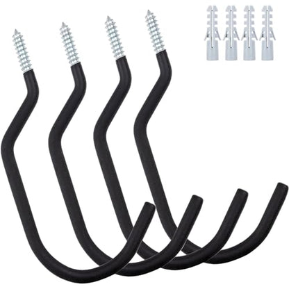 KURUI 9 in Mountain Bike Hooks for Garage Ceiling, Heavy Duty Bicycle Hangers for Hanging, Large Screw Hooks for Garage Ceiling Wall, No Drill Ceiling Hooks for Hanging Outdoor String Lights Plants - style: 4 Pcs-9 in