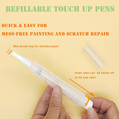 3 Pack 6ml Refillable Touch Up Paint Pens, Empty Paint Brush Pen for Walls, Small Brushes for Touch Ups, Furniture Surface Repair Cover Up Reusable Kits