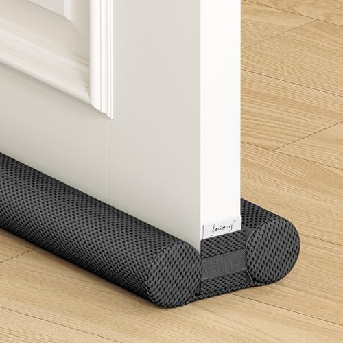 fowong Door Draft Stopper 30" to 36" Soundproofing Under Door Draft Blocker, Adjustable Noise Stopper Seal Large Gap, Black - color: Black, size: 36 inch