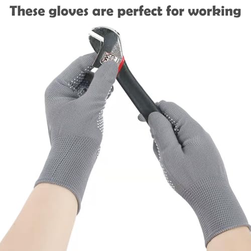 24 Pairs Work Gloves Bulk - Anti-slip Lightweight Gloves -Thin Glove for Driving Construction Cycling Working - color: Grey