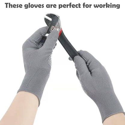 24 Pairs Work Gloves Bulk - Anti-slip Lightweight Gloves -Thin Glove for Driving Construction Cycling Working - color: Grey