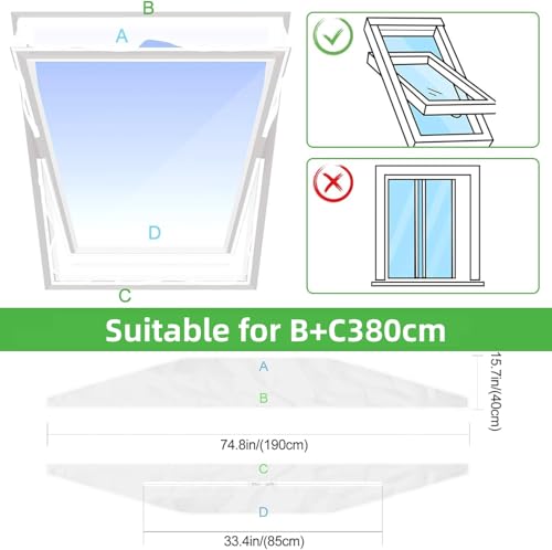 Portable Air Conditioner Window Seal Kit, Waterproof Window Seal with Zip Fits All Mobile Air Conditioners No Drilling Required, Easy to Install