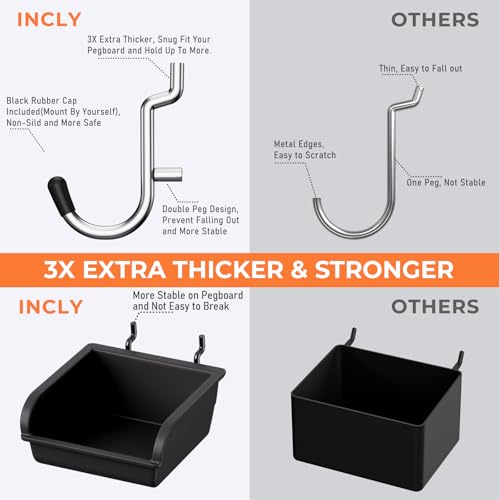 INCLY 48x36 Inch Metal Peg Board Kit with 1/4" Pegboard Hooks Accessories, 6PCS Peg Board Panels and 234PCS Black Pegboard Wall Organizer Tool Storage System for Garage Workbench Shed - size: 48x36 Inch