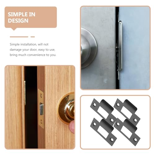 Homoyoyo 4pcs Cam Block Door Locks, Stainless Steel Guide Piece Black Door Lock Door Strike Plate Door Strike Plate Reinforce Security on Your Doors (Pack of 2) - size: 7x7cm (Pack of 2)
