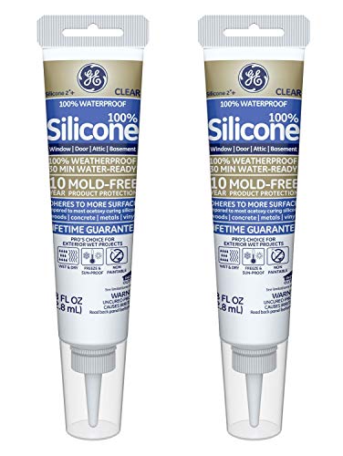 GE GE500 Silicone 2+ Window and Door Caulk 2.8 FL oz. Squeeze Clear (2-(Pack)) (1)