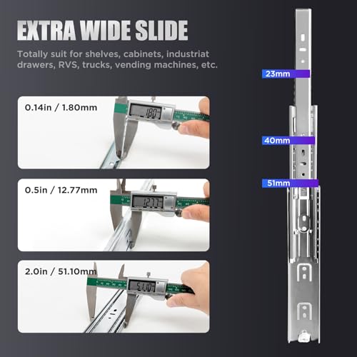 SLIDEWAY 200 Lbs Heavy Duty Drawer Slides 1 Pair 8 10 12 14 16 18 20 22 30 32 40 Inch Full Extension Ball Bearing Sliding Rails Cabinet Runners Tracks Tool Box Glides-20 - size: 20 Inch
