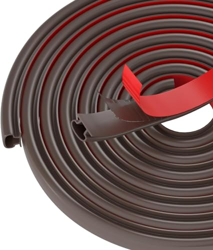 Brown Rubber Weather Stripping Door Seal Strip, D Shape Door Weather Seal Strip, Self-Adhesive Soundproofing Frame Insulation Tape for Doors Frame/Window Seal,Blocks Cold Drafts Noise - color: Brown, size: 23 feet