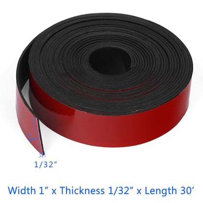 WochiTV Adhesive Solid Rubber Strips, 1" Wide x 1/32" Thick x 360" Long Self Stick Black Neoprene Rubber Rolls Perfect for DIY Insulation Cushion Gasket, Sealing, Liner, Weather Striping - size: 1" W X 360" L, style: 1/32" Thick Adhesive