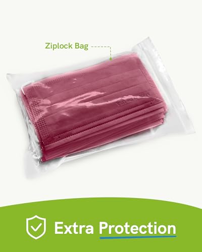 FriCARE Disposable Face Masks, 3-Ply ASTM Level 3 Medical Grade, Breathable & Comfortable for Adult Daily Work/Sun Protection, 50 Pack Burgundy - color: Burgundy