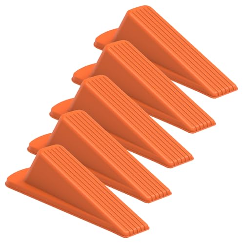 Crosize 5 Pack Door Stoppers for Bottom of Door, Premium Rubber Door Stops, Sturdy Wedge for Carpet, Tile, Concrete, Wood, Door Holder for Heavy Duty Door, Orange - color: Orange, size: Standard 5 Pack