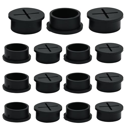 Desk Grommet, 1 in 25 mm Silicone Rubber Grommets, Black Desk Hole Cover for Cables, Flexible Wall Cord Pass Through Grommet for Office Table Computer Home Furniture Wire Organizer-15 Pcs - size: 1"(25 mm)-15Pcs, style: Black