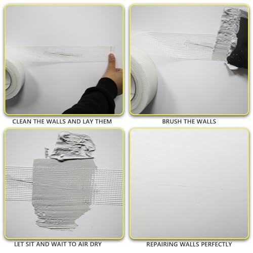 Drywall Joint Tape, 2" x 400 Feet Self-Adhesive Fiberglass Drywall Repair Mesh Tape for Wall Cracks and Seam Patch, 4 Rolls - size: 2" x 400ft,4 pack