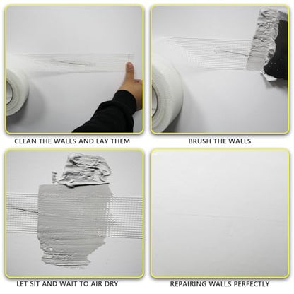 Drywall Joint Tape, 2" x 400 Feet Self-Adhesive Fiberglass Drywall Repair Mesh Tape for Wall Cracks and Seam Patch, 4 Rolls - size: 2" x 400ft,4 pack