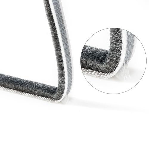 33 Ft Gray Self-Adhesive Soundproofing Weather Stripping for Doors and Windows Weather Stripping Brush for Sliding Windows/Doors Frame Sid 0.35" Wide x 0.2" Thick(5mm) - size: Brush Height 0.2in