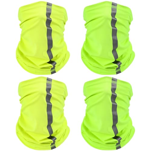 SATINIOR 4 Pcs Neck Gaiter Face Mask for Men Reflective Face Cover Scarf Summer UV Sun Protection Balaclava Bandana for Work - color: Bright Colors