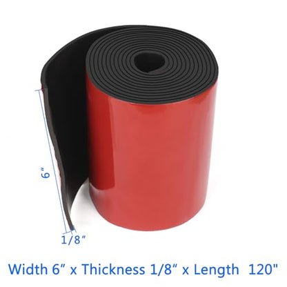 HooTown Adhesive Solid Rubber Strips, 6” Wide x 1/8" Thick x 120" Long Self Neoprene Rubber Sheets Rolls with Adhesive Backing for DIY Gaskets, Pads, Sealing, Liner, Weather Striping, Seals, Red - color: 1/8" Thick Adhesive, size: 6” W X 120" L