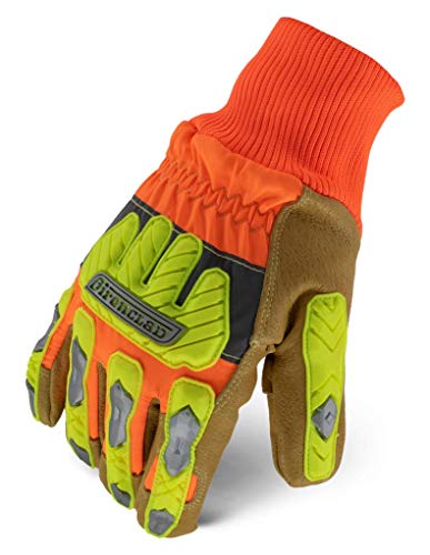 Ironclad Insulated Leather Cut A6; Winter Work Gloves, TPR Impact Protection, Machine Washable, High-Visibilty, (1 Pair), IEX-HVIP5-04-L - size: Large (Pack of 1)