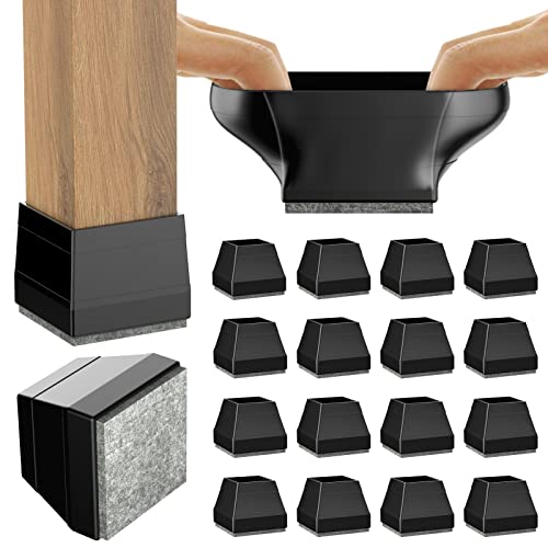 CHWM Square Chair Leg Protectors for Hardwood, 16Pcs Silicone Chair Legs Caps to Prevent Floor from Scratches and Reduce Noise, Easy to Move,(1.5 Inch Black). - color: Glossy Black, size: Square L(1.26-1.57")