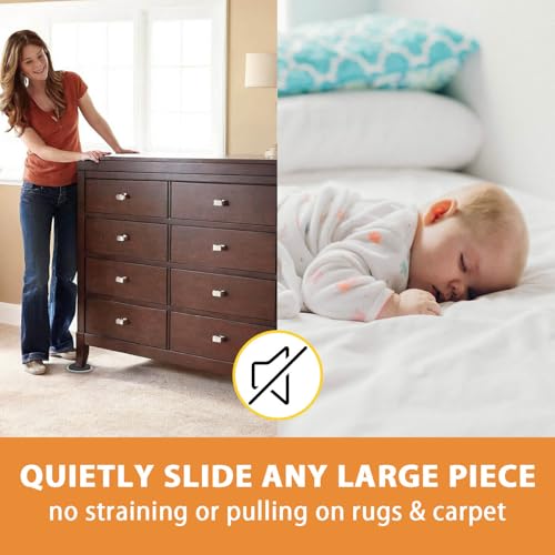 Furniture Sliders, 9 1/2" Sliders for Carpet Hardwood Floors Large Heavy Furniture, Reusable Heavy-Duty Gliders Movers Plastic Moving Pads Protectors (4 PCS 9 1/2" Beige) - size: 4 Pcs 9 1/2" Beige