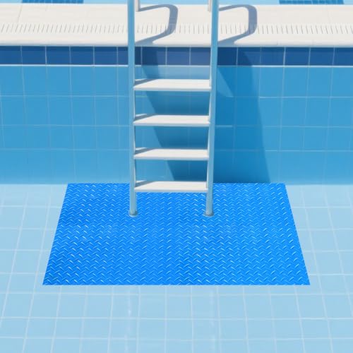 24"x36" Pool Ladder Mat, Protective Non-Slip Pool Step Pad with Texture，Protective Ladder Pad for Above Ground Swimming Pools Liner and Stairs (Blue) - size: 24"x36"