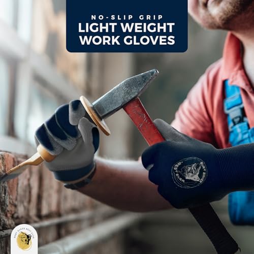 No-Slip Grip Boost Lightweight Work Gloves (PRECISION FIT) Heavy Duty Dipped Men & Women's Slip Resistant Working Protection