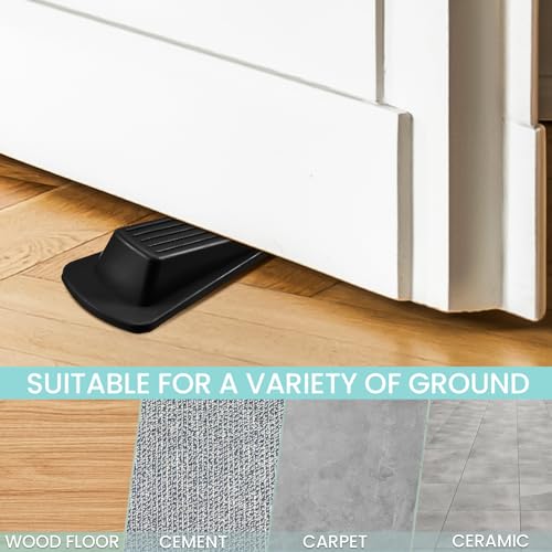 Frienda 60 Pcs Door Stoppers Bulk Rubber Stop Height up to 1.2 Inches Wedge Stopper for Heavy Duty Door Bottom Carpet Tile Concrete Wooden Floor (Black)