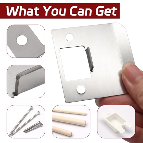 Extended Lip Strike Plate, 2-1/4 x 2-1/4 Inch Stainless Steel Door Lock Repair Kit with Spacer Shim, Extender Striker for Wider Jambs, Enhanced Latch Engagement & Frame Protection (Sliver) - color: Silver