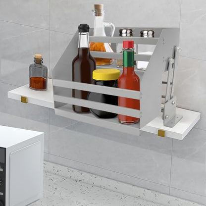 Pull-Down Spice Rack for Upper Cabinets - Heavy Duty 2-Tier Kitchen Cabinet Organizer with 22.05lbs Capacity, Space-Saving Retractable Shelf, Fits 4.72x11.81in Bottle, 15.55x11.42x11.42in