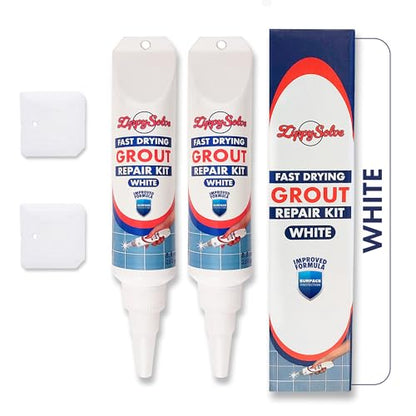 ZippySolve Tile Grout, Repair Kit, 2 Pack Grout Filler, Restore & Renew Tile Joints Line, Fast Drying Grout Paint Squeeze Tube for Bathroom Shower Kitchen Floor, Waterproof (17.6 oz, White) - style: 2xWhite