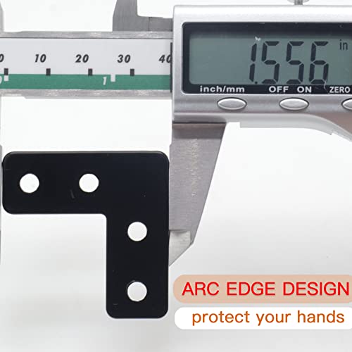 20pcs 1.6 x1.6inch Black L Flat Shape Braces Corner Bracket, 40x40 mm Decorative Corner Brackets Mending Plate, Cold Rolled Steel 90 Dgree Angle Bracket for Wood Furniture Fixing - size: Black 40x40 mm