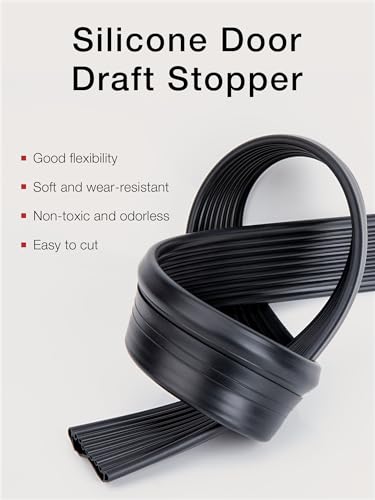 SUNMON Silicone Door Draft Stopper, 39in Upgraded Door Slide-On Under Door Seal Blocker, Under Door Sweep Weather Stripping（3.25FT Black） - size: 3.25FT-B