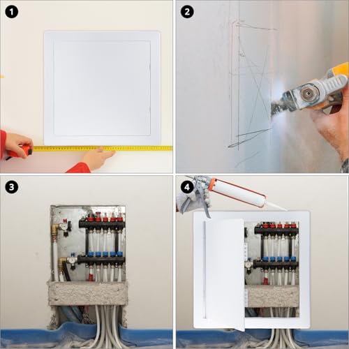 QWORK Access Panel for Drywall, 12 x 12 Inch ABS Plastic Wall Hole Cover Access Doors for Plumbing & Electrical Cables & Wiring