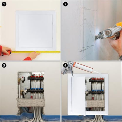 QWORK Access Panel for Drywall, 12 x 12 Inch ABS Plastic Wall Hole Cover Access Doors for Plumbing & Electrical Cables & Wiring