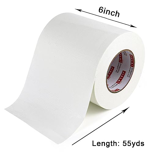 JIALAI HOME 6" White Duct Tape, Heavy Duty 6 inch x 55 yds (164 ft) Wide Duct Tape, Waterproof, UV Resistant for Crafts, Home Improvement, Repairs, & Projects - color: White