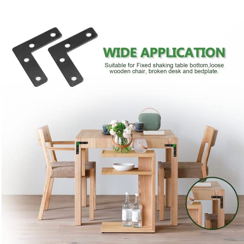 Uenhoy 20 Pcs L Shape Flat Mending Plates 50mm x 50mm (2" x 2") Flat Corner Braces, Right Angle Photo Frame Bracket, Black - size: 50x50mm/2"x2", style: L Shape